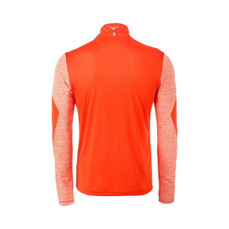 Mizuno Alpha 2.0 long sleeve half-zip mens running shirt cherry tomato rv