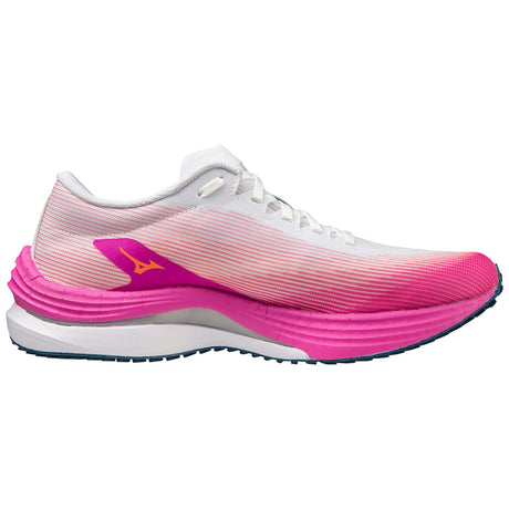 Mizuno Wave Rebellion Flash chaussures de course à pied femme - blanc / argent lateral