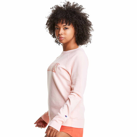 Champion Powerblend Classic Crew Block Logo chandail molletonné pour femme Coral Cream