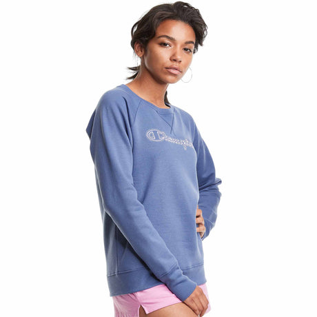 Champion Powerblend Classic Crew Embroidered Logo chandail molletonné pour femme Seven Seas Blue