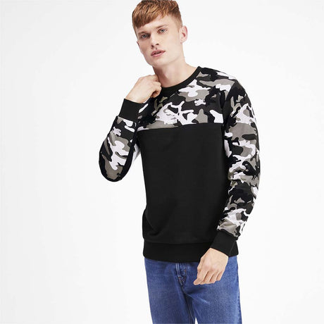 Puma Classics Men's Placement Print Crewneck Sweatshirt black lv