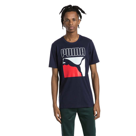 T-shirt Puma Graphic Box Logo manches courtes pour homme marine lv1