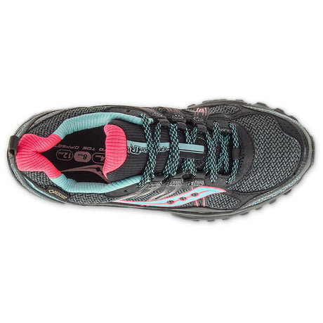 Saucony Excursion Tr10 GTX chaussure de course a pied trail femme noir corail bleu uv