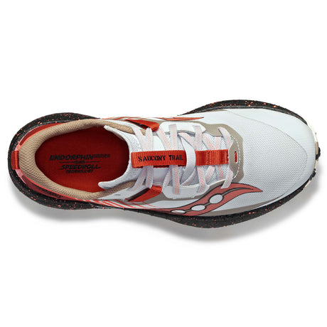 Saucony Endorphin Edge chaussures de course a pied trail femme - fog zenith empeigne