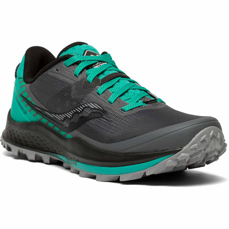 Saucony Peregrine 11 chaussures de course à pied trail femme - Shadow / Jade - Angle