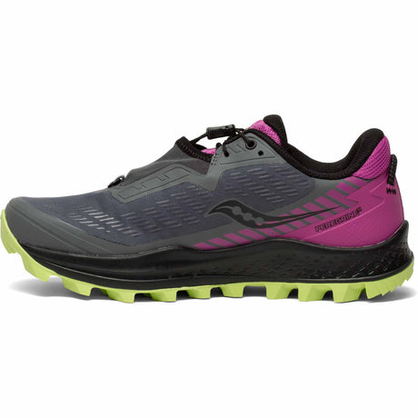 Saucony Peregrine 11 ST Chaussures de course à pied trail femme - Shadow / Raz / Lime - côté