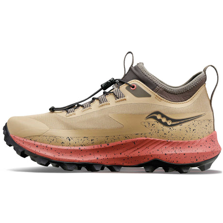 Saucony Peregrine 13 ST running de course sur sentier femme lateral- desert / umber