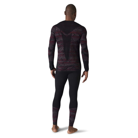 Smartwool Intraknit Merino 200 Baselayer col rond black mountain stripe homme dos