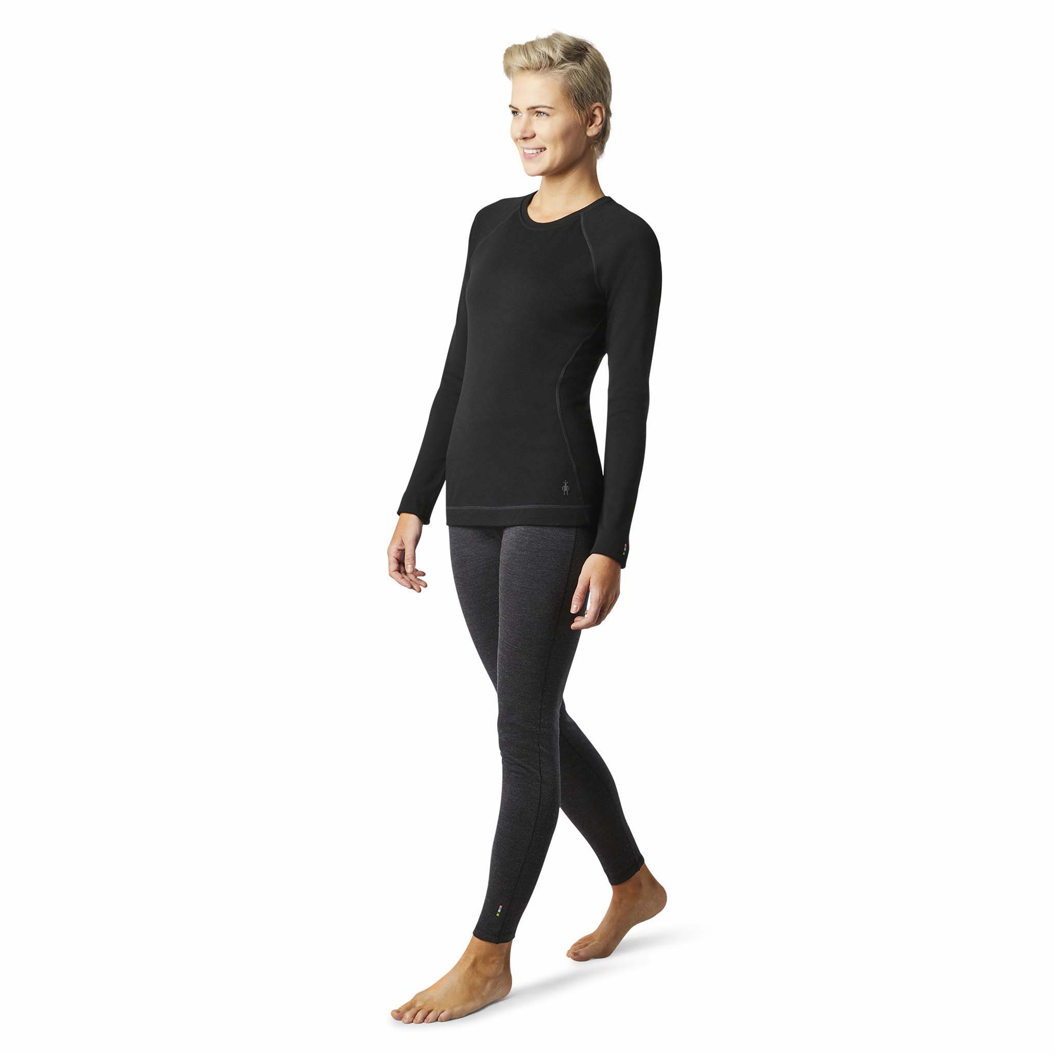 Female Autumn Thermal Underwear Round Neck Baselayer Tight Women's Thermal  Long-Sleeve Tight Warmer Tops Shirt Fitness Running Yoga Training Black M 