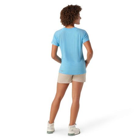 Smartwool t-shirt imprimé à manches courtes Active Ultralite femme dos- mer baltique