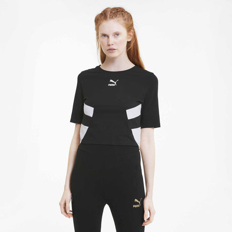 Puma TFS Retro Crop Top pour femme noir modele face