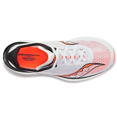 Saucony Endorphin Pro 3 running white black vizired femme empeigne